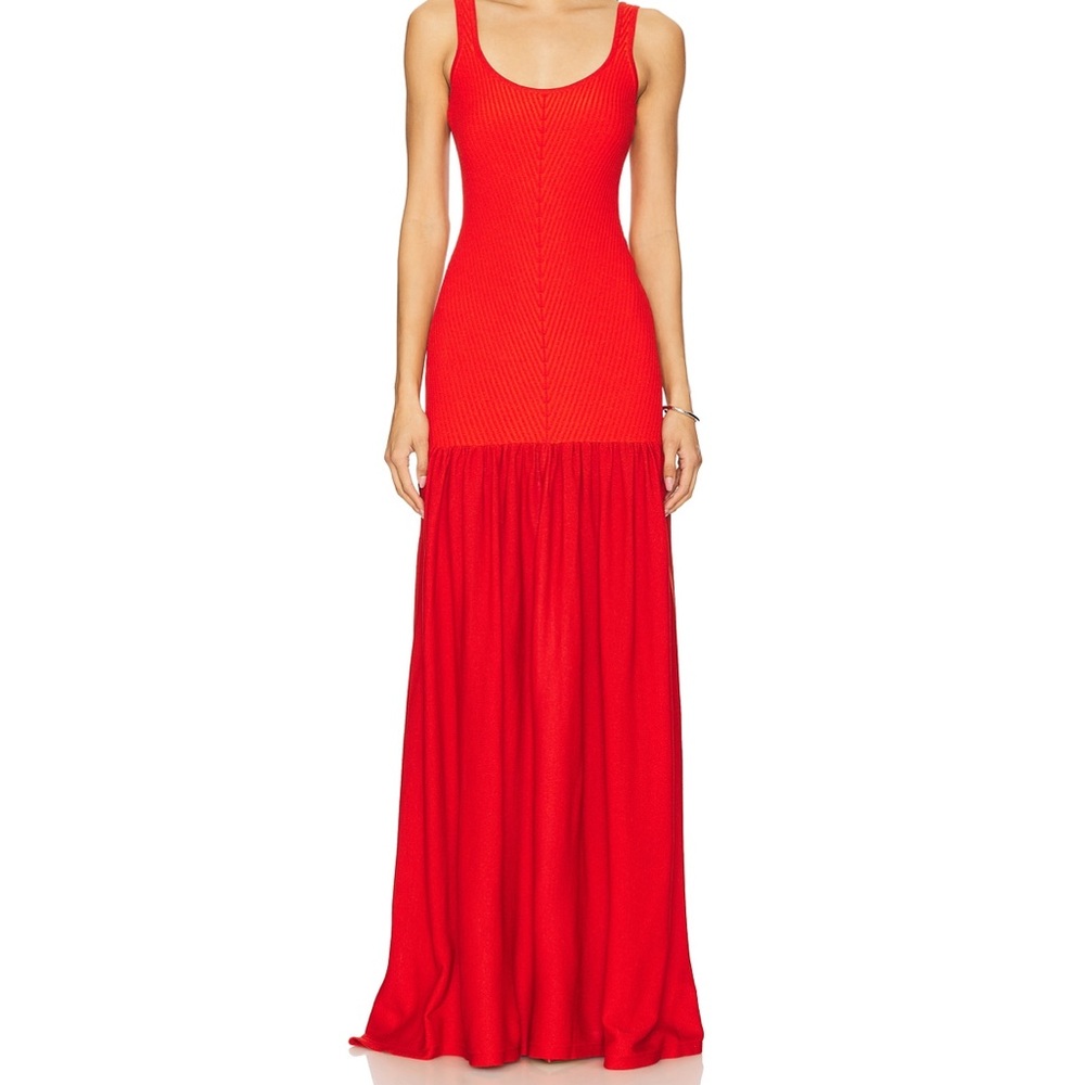 Retrofete Kennedi Knit Maxi Dress in Red Metallic Geranium